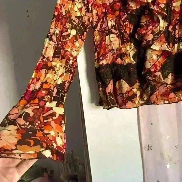 Vintage paisley blouse scarf tie neck sheer patterned top Allison taylor L NWT - Picture 7 of 11